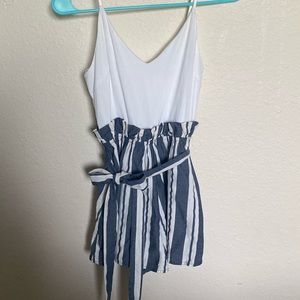 Altar’d state blue and white striped romper